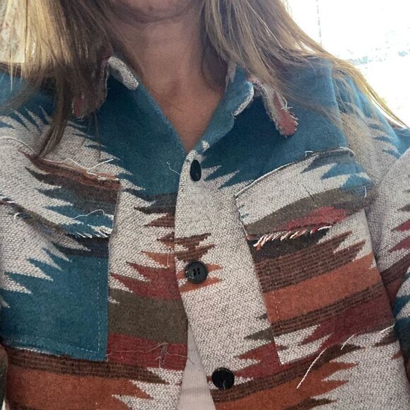 Distressed Aztec Shacket  - Picture 5 of 9